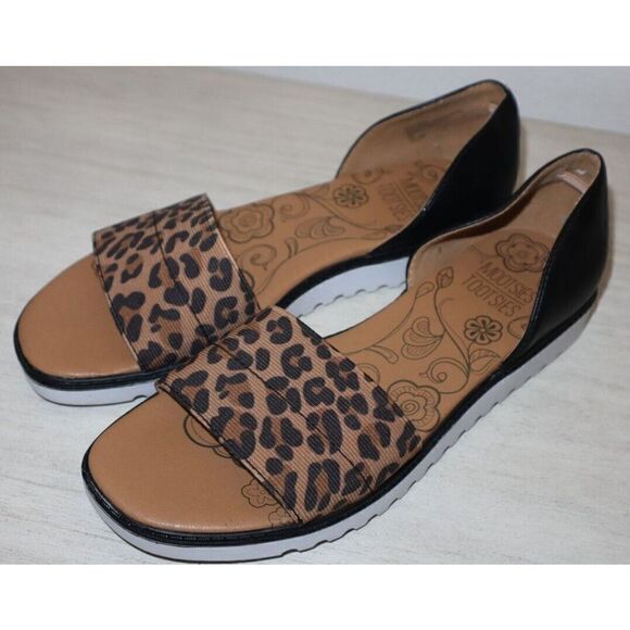 Mootsies Tootsies Women's Sz 7.5 Leopard Open Toe Rubber Bottom Flat Sandals - Picture 2 of 4